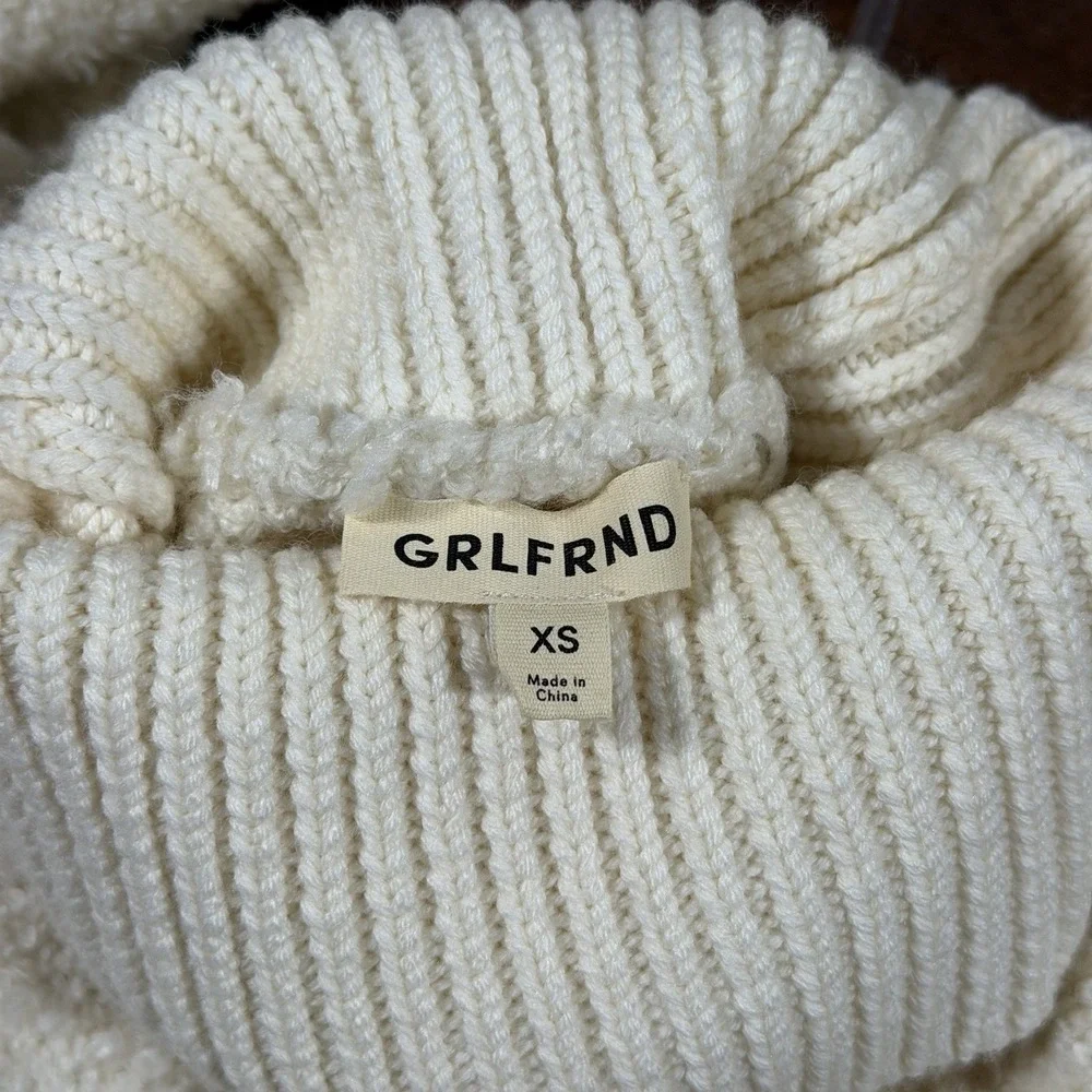 GRLFRND Size XS Ivory Maeko Boucle Thick Knit Midi Sweater Dress Bell Sleeve - Picture 7 of 10